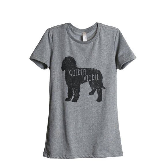 Golden Doodle Silhouette Women's Fashion Relaxed T-Shirt Tee Heather Grey Large