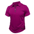 thumbnail image 5 of LNZGNM Mens Zipper Polo Shirt Short Sleeve Slim Fit Lapel Golf Shirts Athletic Lightweight Solid Color T-Shirt Breathable Summer Tee Shirt with Pocket,Purple 3XL, 5 of 6