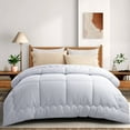 thumbnail image 2 of Harkawon All Season Down Alternative King Comforter, Winter Warm Ultra Soft Quilted Duvet Insert with Corner Tabs, Wavy Box Stitched, Luxury Fluffy Lightweight (Striped off-white, 90 x 102 inch), 2 of 7