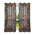 thumbnail image 6 of Yayeee Window Curtains Light Filtering 63"x42" Grommet Panel Pair Home Living Room Decor, Black Geometric, 6 of 7