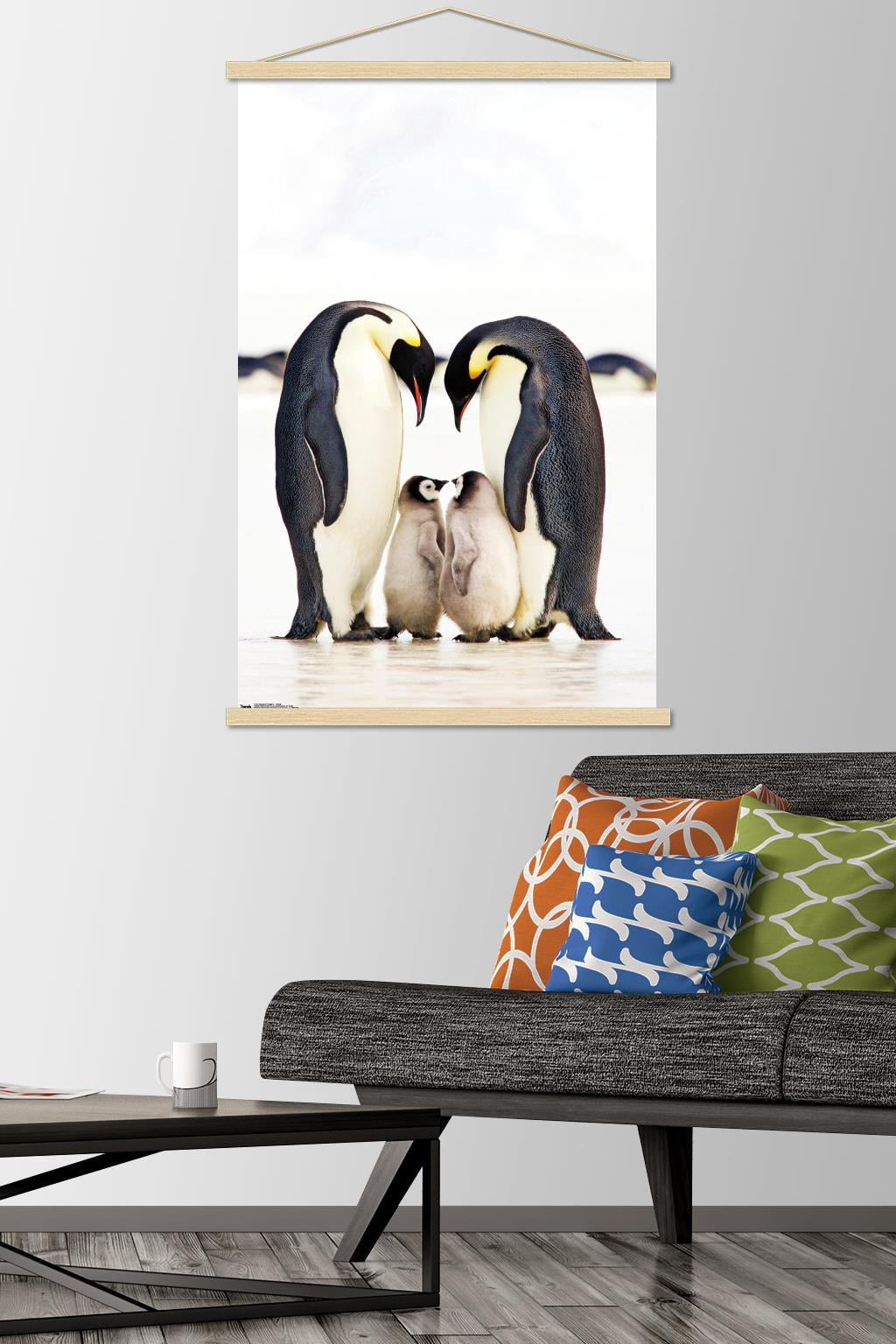 A Group Of Emperor Penguins Wall Poster with Wooden Magnetic Frame, 22.375" x 34"