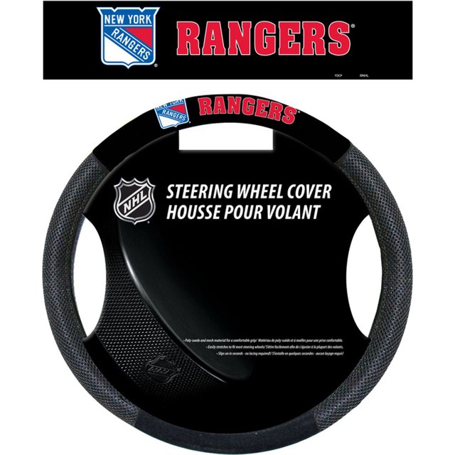 New York Rangers Steering Wheel Cover NHL Hockey Team Logo Poly Mesh