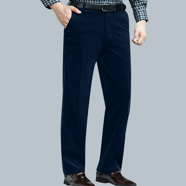 Men Solid Color Zipper Button Straight Leg Wide Leg Casual Suit Pants