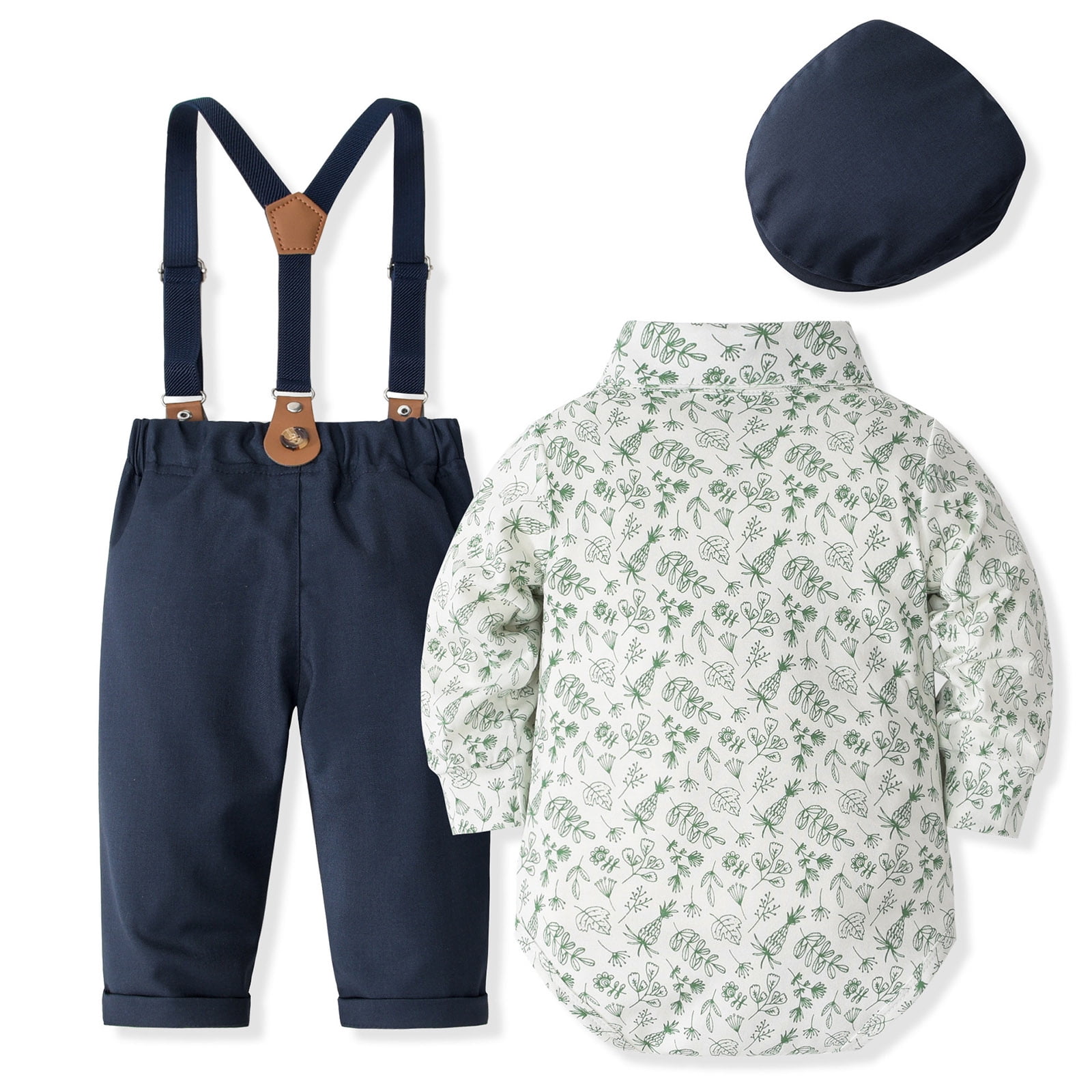 Ketyyh-chn99 Toddler Baby Boy Clothes Suit Toddler Boy Dress Clothes Outfit Button Down Shirt + Pants Set Size for 12-18 Months,Navy