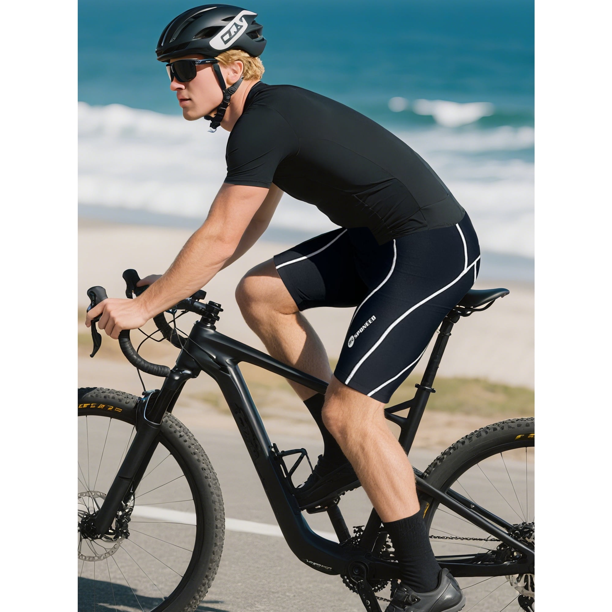 Sponeed Men's Cycling Bib Shorts – Padded, Breathable, UPF 50, 4-Way Stretch For Racing & Mountain Bike