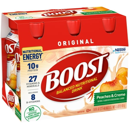 Boost Original Complete Nutritional Drink, Peaches & Creme, 8 oz (Pack of 4)