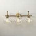 thumbnail image 4 of Globe Electric Modern 26" 3-Light LED Brass Clear Glass Vanity Fixture, 4 of 6