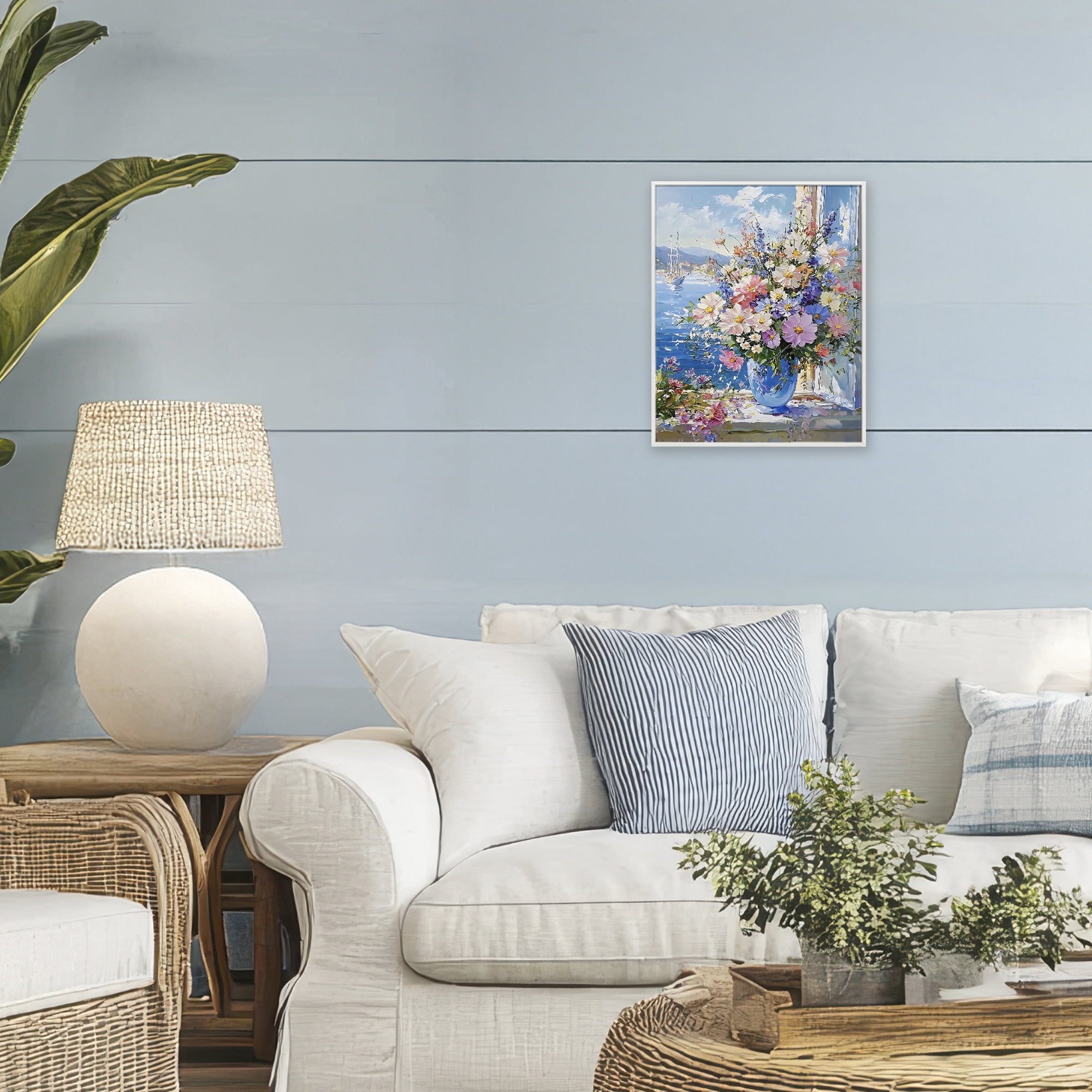 Stupell Industries Beautiful Bouquet on Ledge White Framed Giclee Art, design by Creative Studio