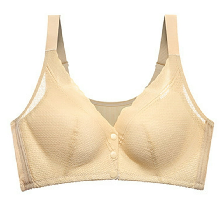 YYDGH Daisy Bra Front Button Womens Full Coverage Comfortable Breathable  Front Snap Bra Casual Front Closure Bra Elderly Old Everyday Bras Beige XXL