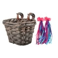 thumbnail image 4 of Cesta para manillar de bicicleta para niños, desmontable con 2 cintas, cesta delantera portátil para bicicleta, cesta de almacenamiento para ciclismo Cesta marrón oscuro, 4 of 8