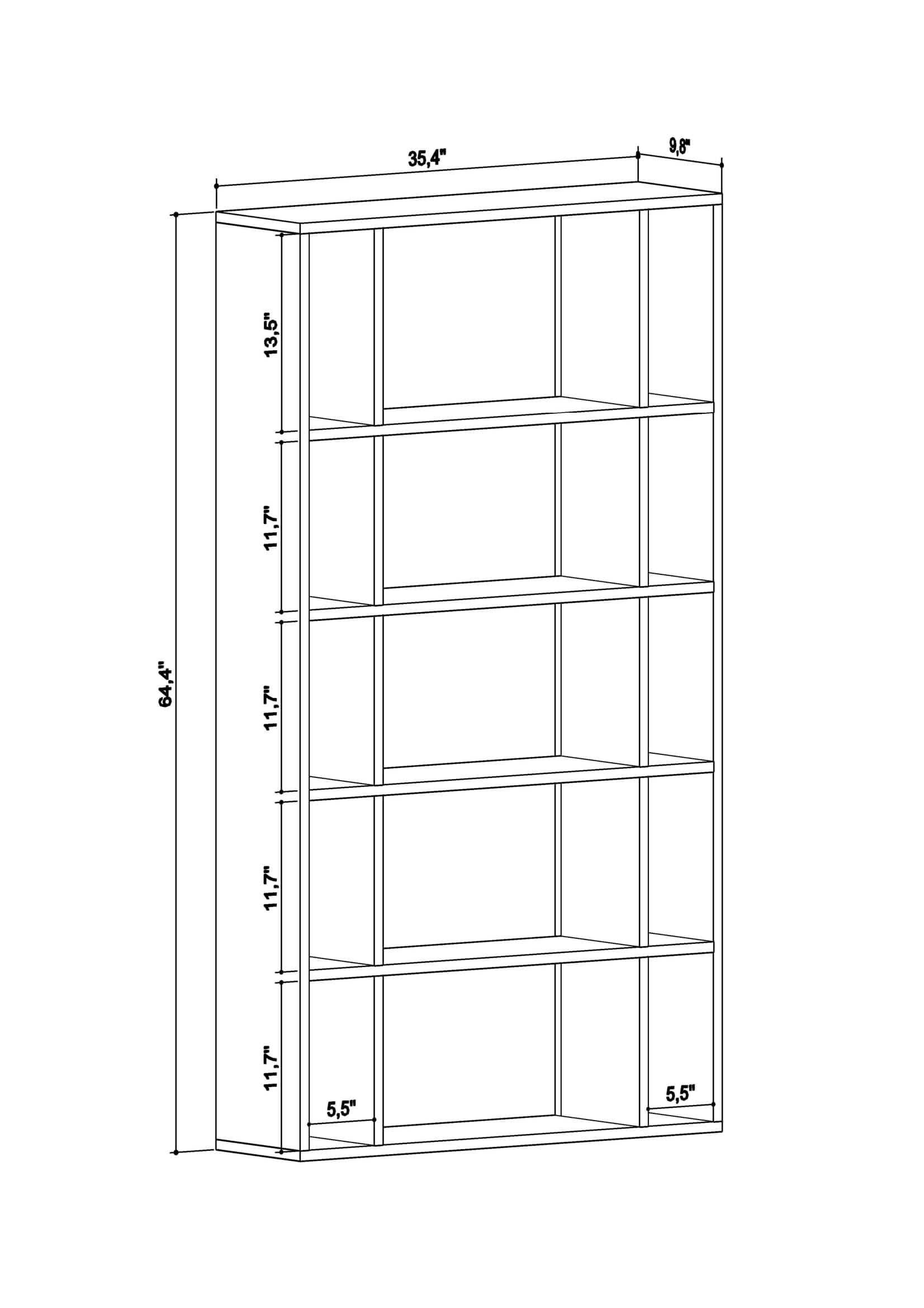 Ada Home Decor Sanborn Multiple Tier Open Shelf Modern Bookcase, Oak/White