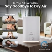 Everlasting Comfort 6L Top Fill Humidifier, Auto Shut-Off Cool Mist Oil Diffuser