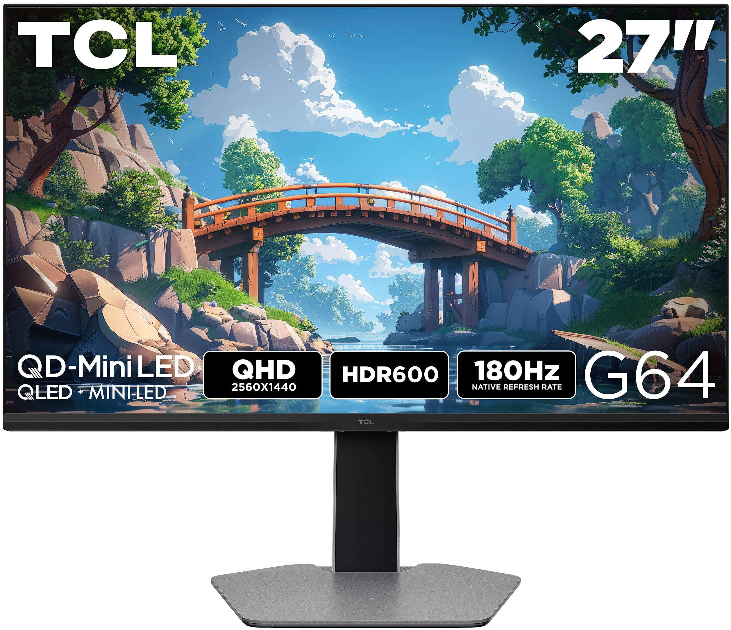 TCL 32” G64 Series QHD HDR QD-Mini LED Gaming Monitor, 180Hz