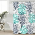 thumbnail image 2 of Small Stall Shower Curtain 48x72 Inch Narrow Half Size Navy Blue Teal Grey Coral Coastal Bath Curtains Bathroom Decor Summer Beach Nautical Ocean Waterproof Shower Curtain Set with Hooks 48 Inch, 2 of 6