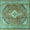 thumbnail image 1 of Ahgly Company Indoor Square Persian Turquoise Blue Traditional Area Rugs, 7' Square, 1 of 4