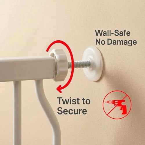Narrow Baby Gate 24.4-29 Inch Wide Stairs Tension Pet Dog Gates Indoor for Doorways No Drilling Pressure Mounted Metal Pet Gates for Kids