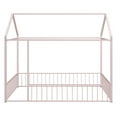 thumbnail image 6 of Aukfa Metal House Bed, Full Size Platform Bed with Fence for Kids - Pink, 6 of 8