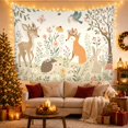 thumbnail image 3 of Woodland Animals in Flower Meadow, Peaceful Illustration for Nature Lovers, Nursery Wall Decor, Housewarming Gift, Tapestry Wall Hanging for Nursery and Playroom, 3 of 7