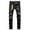 Black, variant on Luwomo Men's Leisure Jeans Long Wide Leg High Waist Straight Leg Washed Print Holes Splice Loose Fit Trousers Regular Denim Pants Black,44
