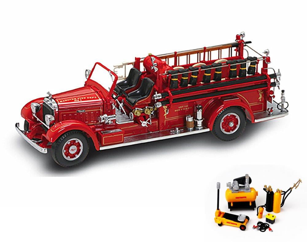 Diecast Car & Mechanic Set Package 1935 Mack Type 75BX Fire Truck