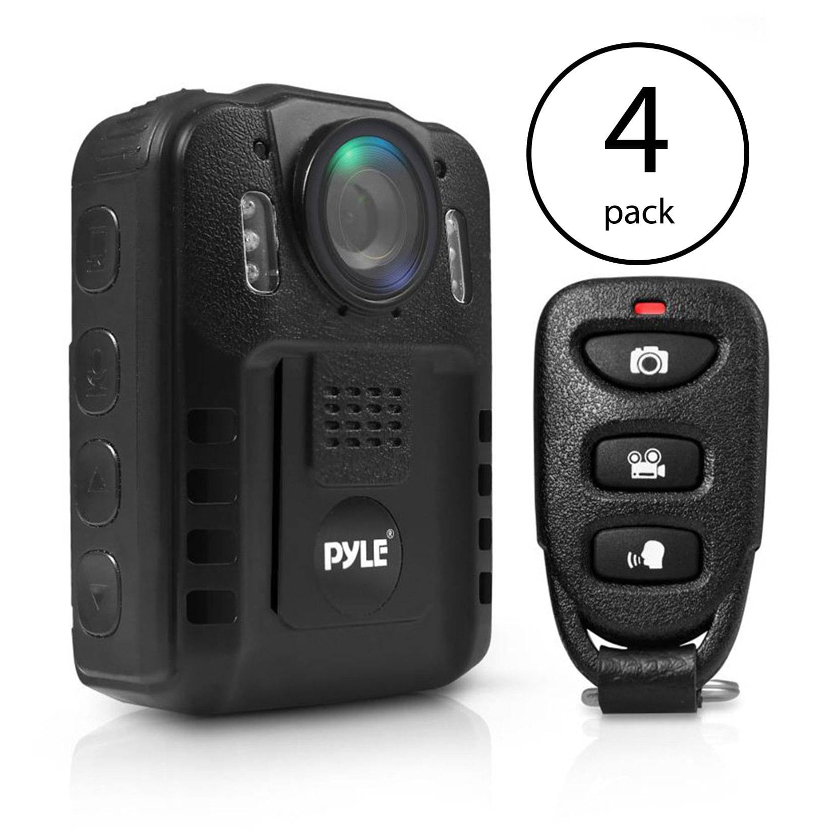 Pyle Compact Portable 1080p HD Infrared Night Vision Police Body Camera (4 Pack)