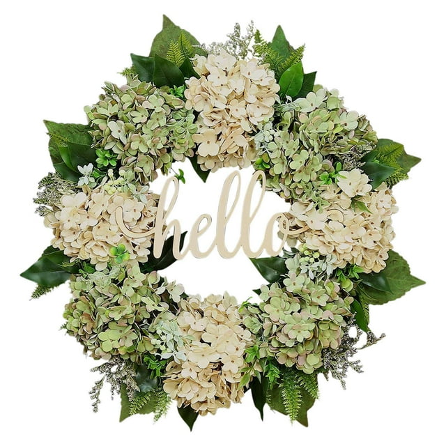 Bewildely Guirnalda de puerta delantera, coronas de flores de Hortensia para decoración, inauguración de la casa Flores artificiales