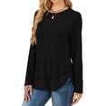 thumbnail image 3 of Long Sleeve Shirts for Women Fall Sweaters Casual Tunic Tops Loose Fit Winter Clothing Black XXL, 3 of 7