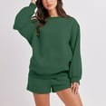 thumbnail image 4 of Lindreshi 2pc Outfit Woman Women Fashion Round-Neck Blouse Long Sleeve Tops Sweatshirt Shorts Casual Suit Sets, 4 of 7