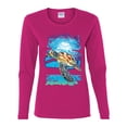 thumbnail image 2 of Swimming Sea Turtle Animal Lover Womens Graphic Long Sleeve T-Shirt, Fuschia, 2XL, 2 of 3
