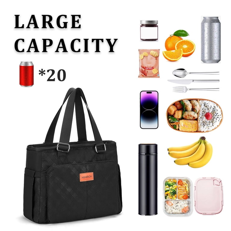 Holuxer Large Lunch Bag for Women, 14L Black photo 3