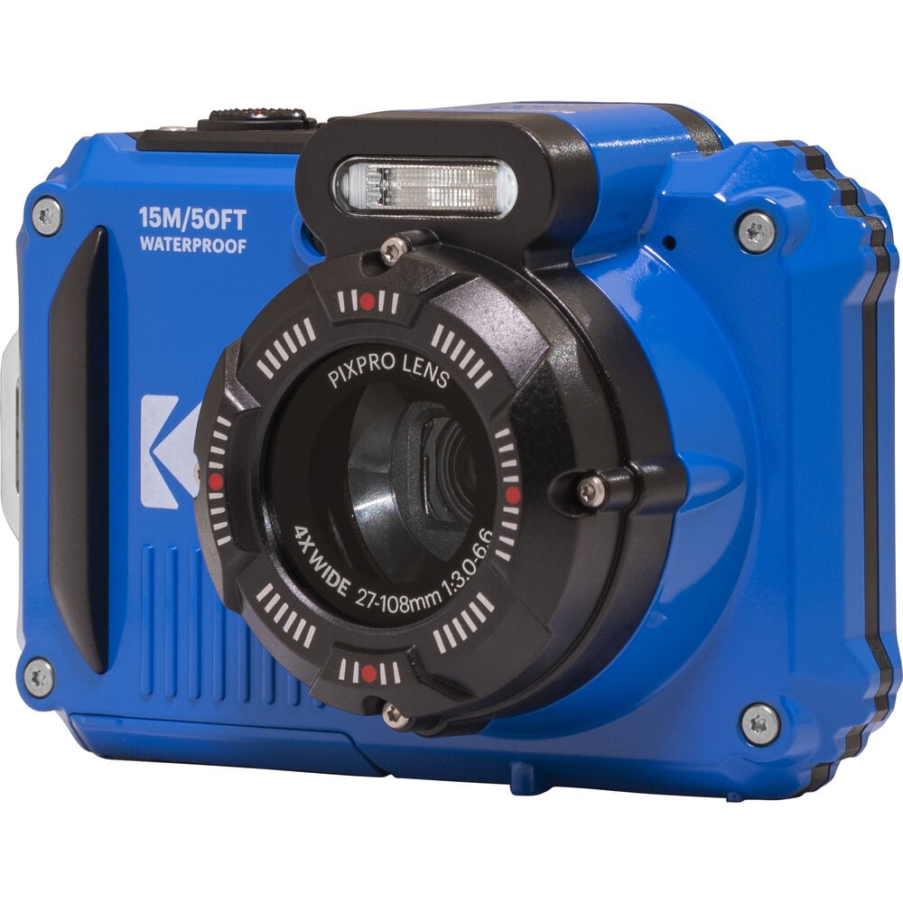Kodak PIXPRO WPZ2 Digital Camera (Blue) + Case +  Foam Floating Strap - 64GB Kit