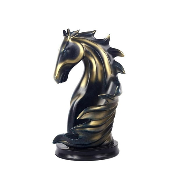 Botellero de resina con soporte para botellas de vino y estante para botellas con forma de caballo. Oro azul