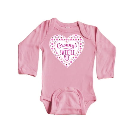 

Inktastic Granny s Sweetie Pie with Pink Hearts Gift Baby Boy or Baby Girl Long Sleeve Bodysuit