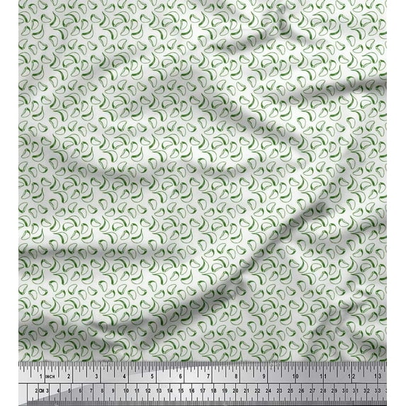 Soimoi Green Cotton Voile Fabric Garlic Vegetable Print Fabric by the Yard 42 Inch Wide