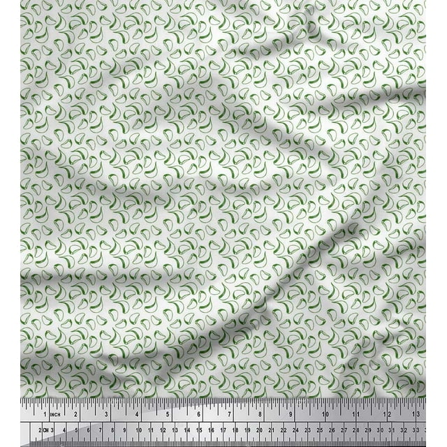 Soimoi Green Modal Satin Fabric Garlic Vegetable Printed Fabric 1 Yard 42 Inch Wide