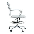 thumbnail image 5 of Homelala White Office Drafting Chair Ribbed Padded Open Mid Back With Wheels Chrome Arms For Home Office Conference Room Tilt Ribbed Adjustable Height Chrome Swivel and Foot Rest, Set of 1, 1 piece, 5 of 12