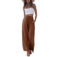 thumbnail image 1 of Pantalón palazzo de algodón y lino para mujer Faleave, color óxido, talla M, 1 of 7