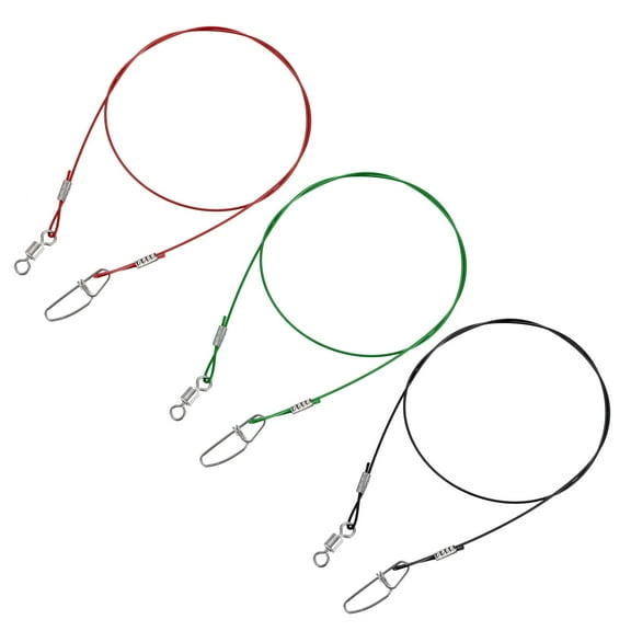 Uxcell 1.97" Fishing Leaders Wire Stainless Steel Fishing Leaders Trace Line with Swivels and Snaps, 30 Pack, 3 Colors