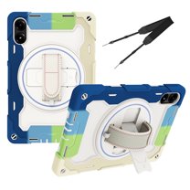 XYX 3in1 Rotating Stand Case for Xiaomi Redmi Pad Pro/Xiaomi Poco Pad 12.1 inch 2024 with Hand/Shoulder Strap, Shockproof Rugged, Colorful Blue