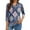Blue, variant on CCRFTGI 3/4 length sleeve womens tops Casual Polo Shirts Athletic Lapel V Neck Collared T Shirts Fall Vintage Floral Print Loose Button Tees Shirts Dark Blue M