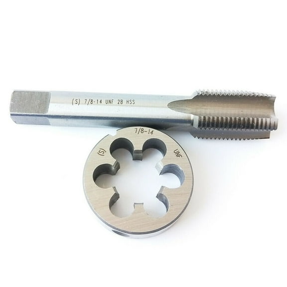 7/8-14 Unf Tap And Die Set For Threading, High Speed Steel M2 Right Hand Tool, Compatible With Metalworking And Cnc Machines
