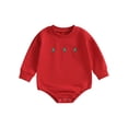 thumbnail image 1 of Faithtur Baby Christmas Rompers Newborn Winter Tree Embroidery Round Neck Bodysuit Infant Long Sleeve Jumpsuits for Winter, 1 of 8