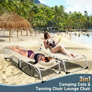 Slsy 3in1 Sun Tanning Chair with Mattress, Heavy Duty Summer Lounger Chair with Face Arm Hole, Adjustable, Removable Pillow & Carry Handle, Sunbathing Chair for Patio, Poolside, Lawn, Beach