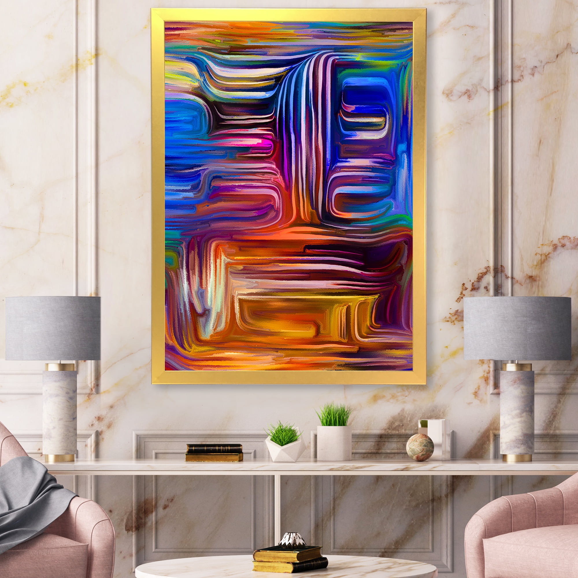 Designart 'Colour Spiral Fusion V' Modern Framed Art Print