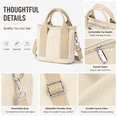 thumbnail image 3 of Canvas Tote Bag with Zipper, Lightweight Work & School Shoulder Bag for Women, Large Capacity Reusable Daily Tote, 3 of 5