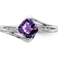 thumbnail image 5 of Sterling Silver Rhodium Plated Diamond And Amethyst Square Ring (Size 9) Made In India qr4639am-9, 5 of 5