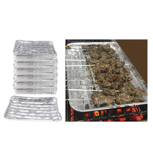 120pcs / Set Utensilios De Cocina Desechables De Papel De Aluminio Sartenes Oblongos Con Tapas De Aluminio, Horno, Parrilla, Cocina, Asado, Asado, Hor perfecl Sartenes de papel de aluminio desechables