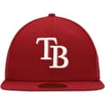 thumbnail image 2 of Men's New Era Cardinal Tampa Bay Rays White Logo 59FIFTY Fitted Hat, 2 of 6
