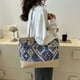 thumbnail image 3 of Bolso de mano para mujer, Bolso de hombro tejido de tela PU, Bolso grandes de retazos (caqui), 3 of 7