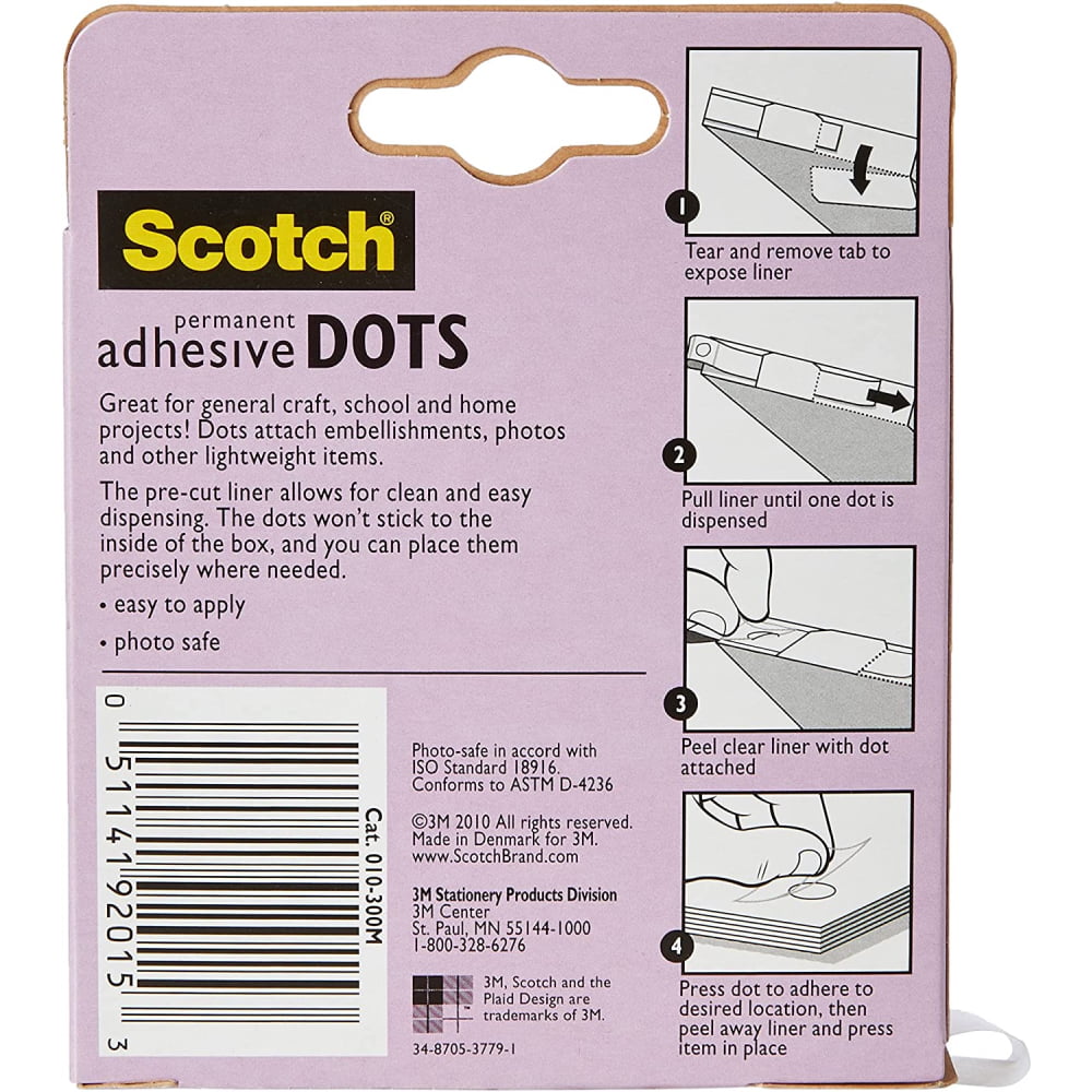 Pack-n-Tape  3M 010-300S-CFT Scotch Adhesive Dots, Clear
